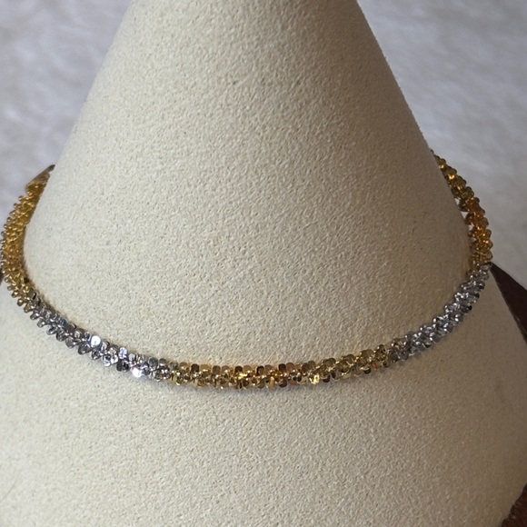 Jewelry - NEW Tri Color 18k Gold 925 Diamond Cut Margarita Sterling Silver Bracelet